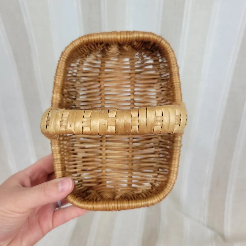 Miniature Woven Basket Rectangle Rectangular Cottagecore Boho Decor
